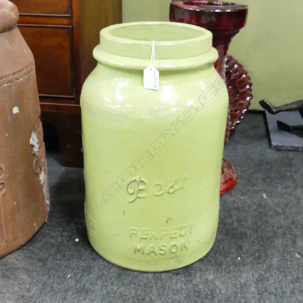 'BEST MASON' PLANTER / URN / STICK STAND PASTEL GREEN H.420mm Image 1++