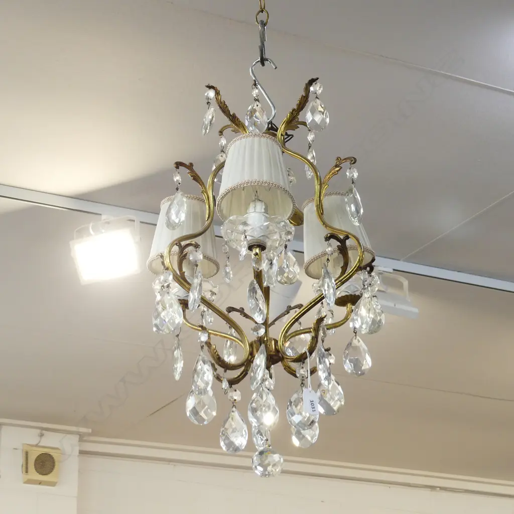 FRENCH ORMOLU 3 LIGHT 6 ARM CHANDELIER H.590mm / 350mm dia Image 1++