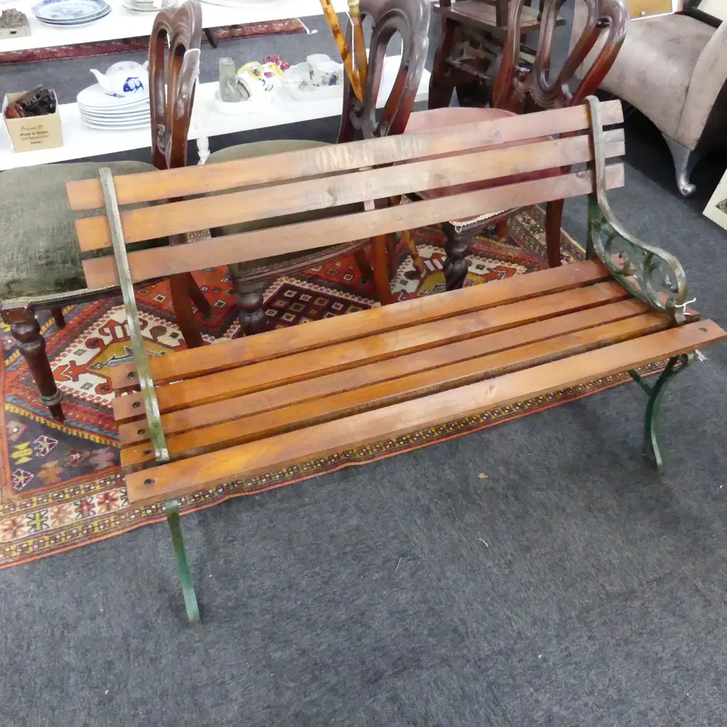WOODEN BENCH SEAT w. STENCIL 'HOME GUARD' W.1220mm Image 1++