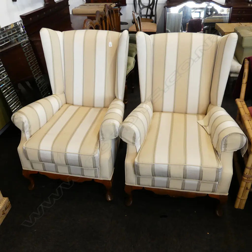 PR STRIPED COVERED WING BACK CHAIRS  Image 1++
