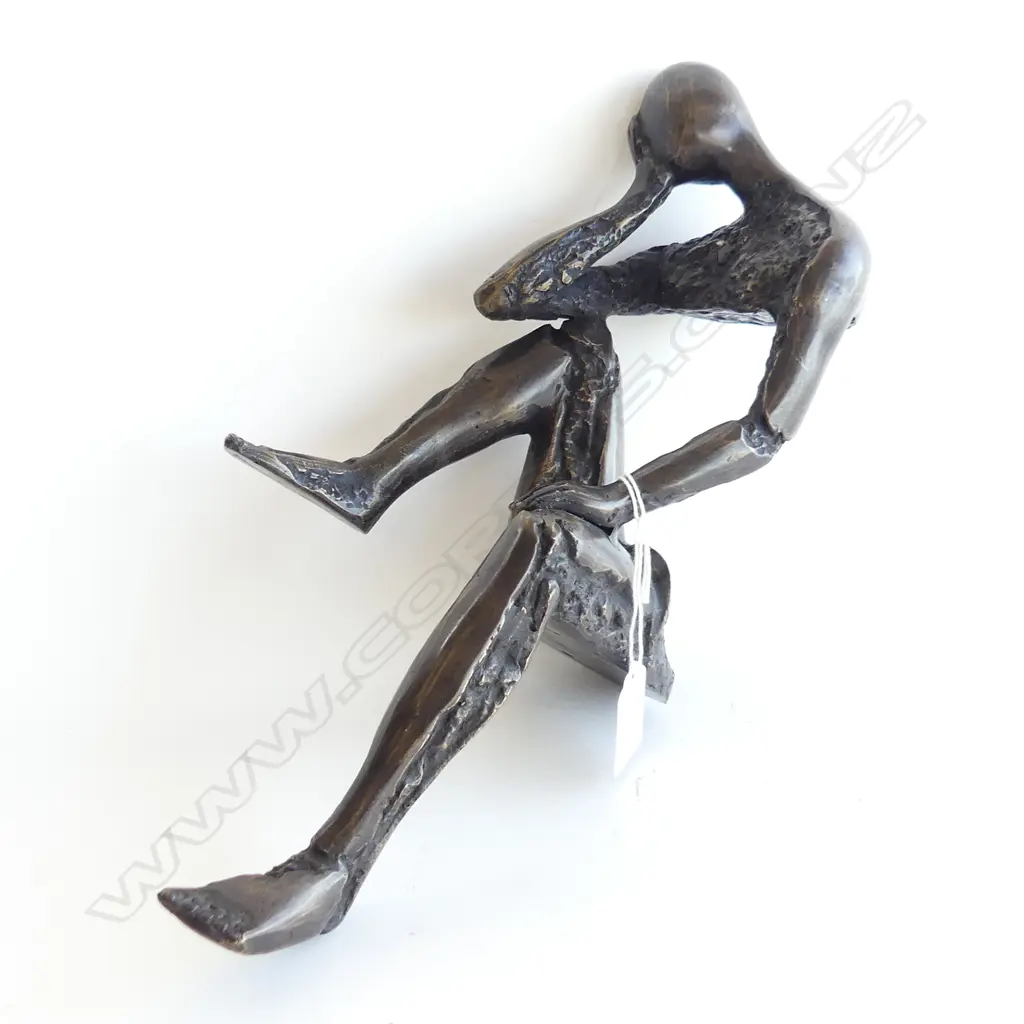 BRONZE ABSTRACT SEATED MALE FIGURE H.320mm Image 1++