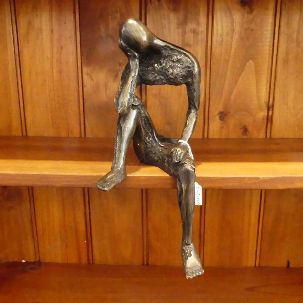 BRONZE ABSTRACT SEATED MALE FIGURE H.320mm Image 1++