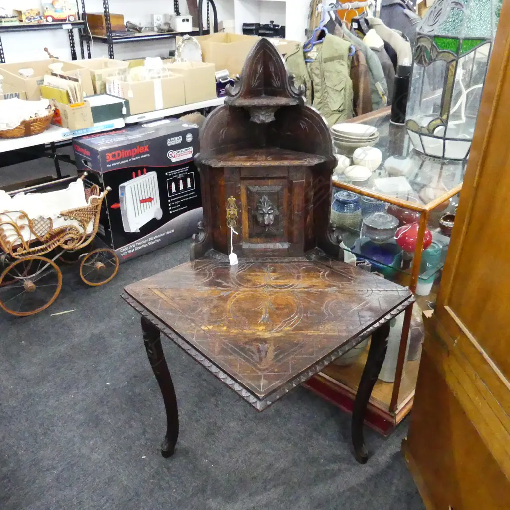 CARVED OAK CORNER UNIT c.1900 570x570x1300mm Image 1++