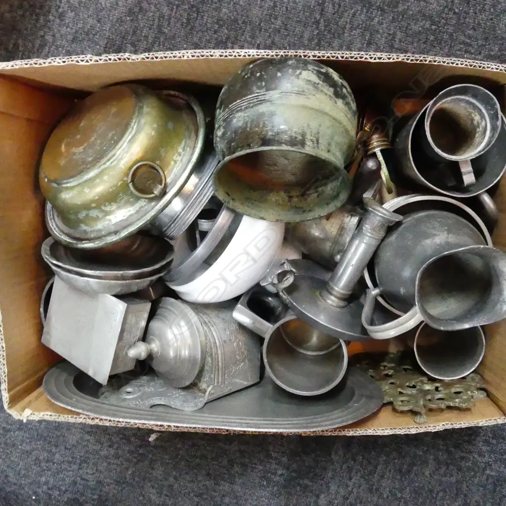 BOX LOT ASST. PEWTER ETC Image 1++