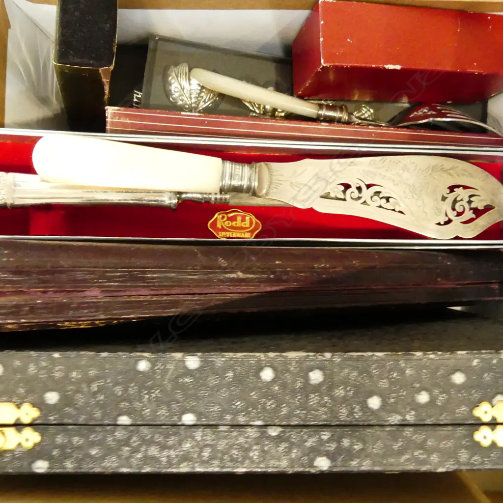 ASST. BOXED RODD CUTLERY + 12 PCE CASED FRUIT SET + 2 PRS FISH SERVERS Image 1++