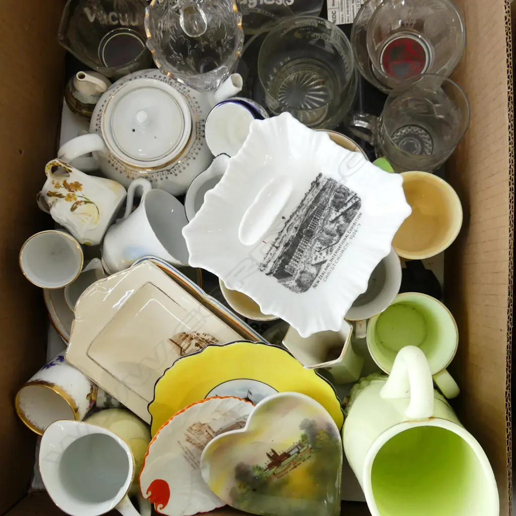 BOX LOT ASST NZ CENTENNIAL EXHIBITION GLASS & CERAMICS  Image 1++