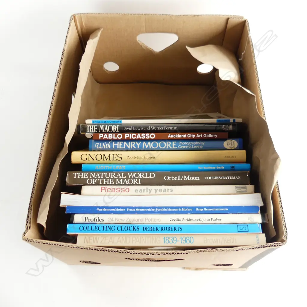 BOX REFERENCE BOOKS ART, MAORI, NZ POTTERY, GNOMES ETC Image 1++
