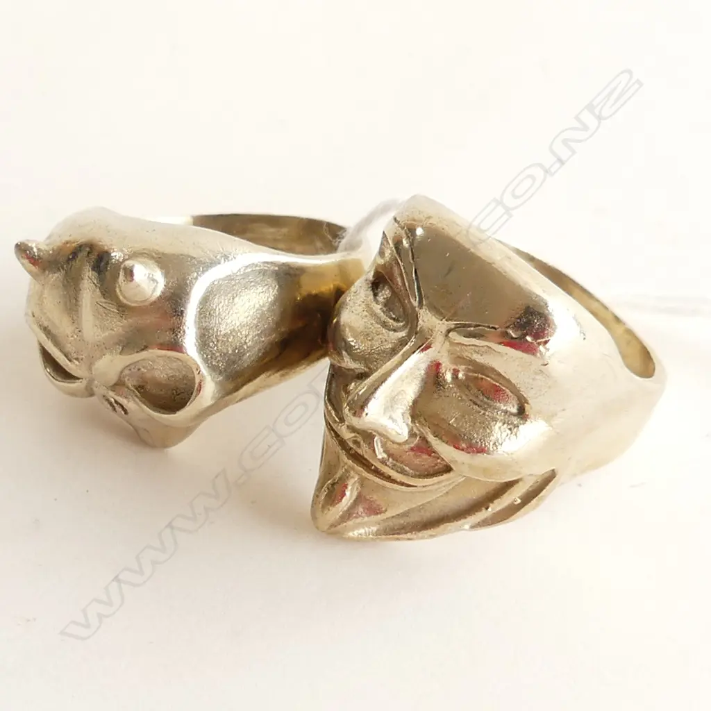 2 LOW GRADE SILVER RINGS; ALIEN & GUY FAWKES (?) Image 1++