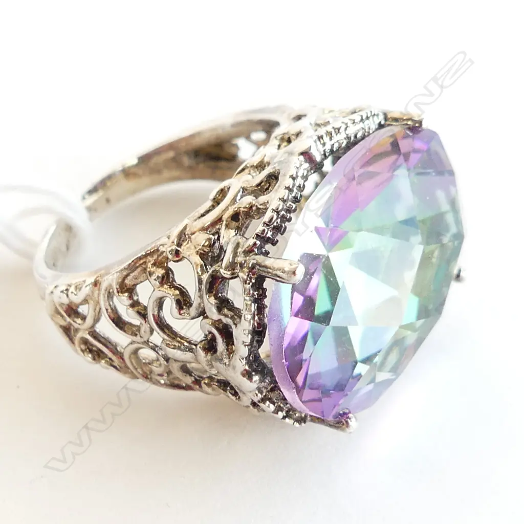LG 925 SILVER MYSTIC TOPAZ RING SIZE O Image 1++