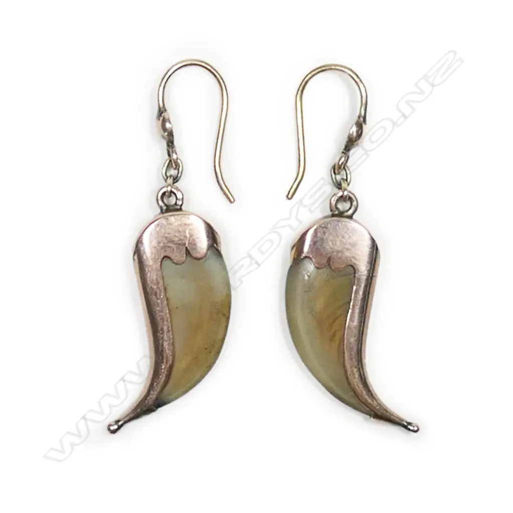 A c1900 six 9ct mounted leopard claw necklace and matching earring set Image 1++