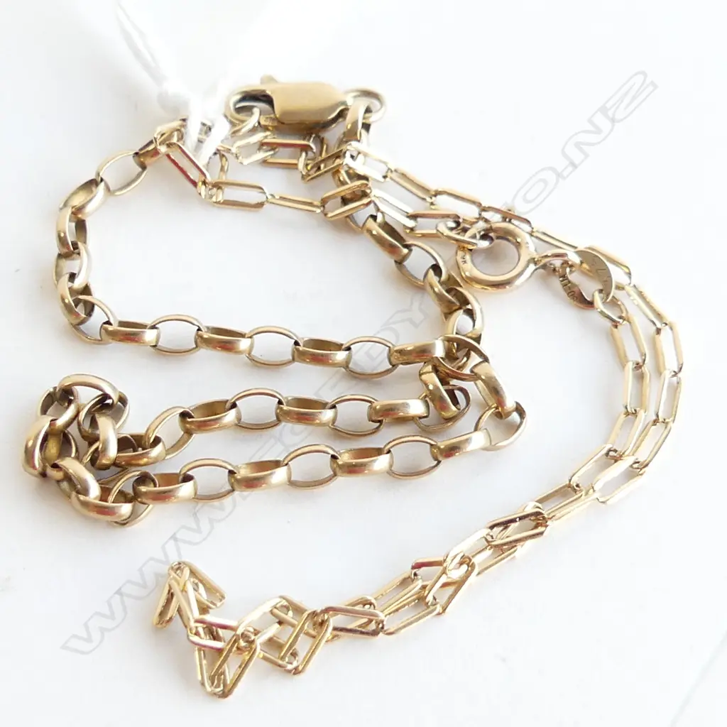 2 ASST 9CT GOLD CHAIN BRACELETS 4.3GMS Image 1++