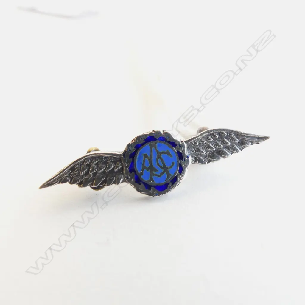 NZ STG SILVER AAC AIR FORCE BROOCH BY YOUNG & CO. L. 33MM Image 1++