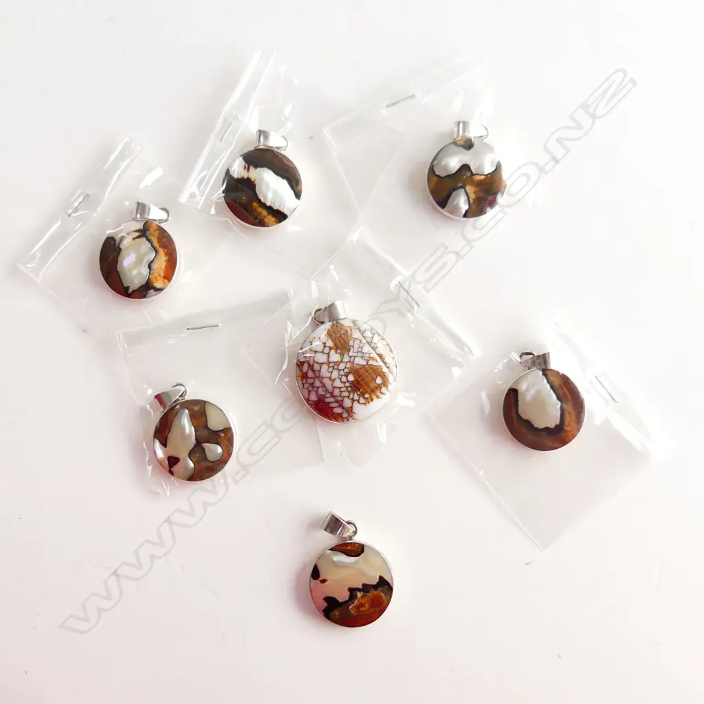 SEVEN SILVER AND SHELL PENDANTS Image 1++