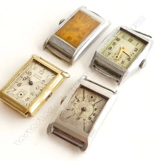 4 OLD CURVEX WATCHES (NO STRAPS)