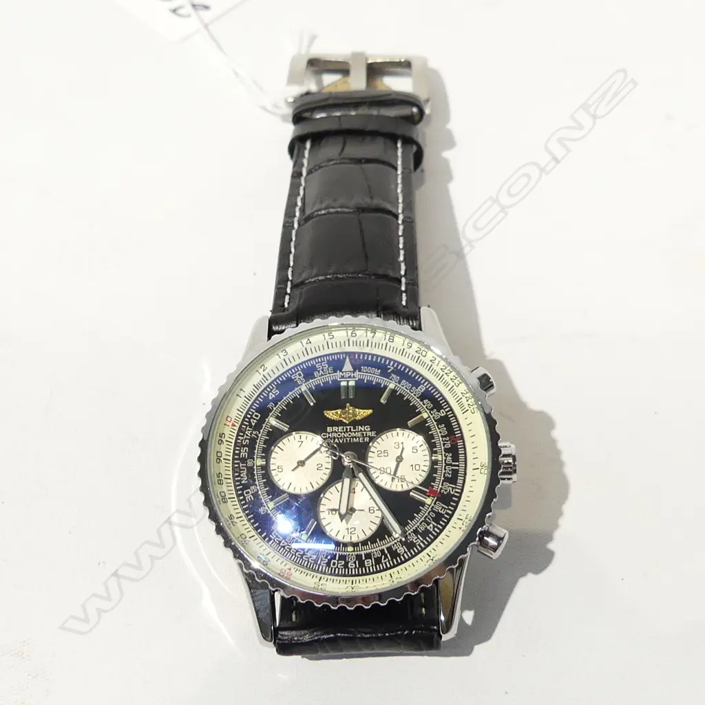 COPY BREITLING CHRONOMETER AUTOMATIC WATCH, LEATHER STRAP, WORKING  Image 1++