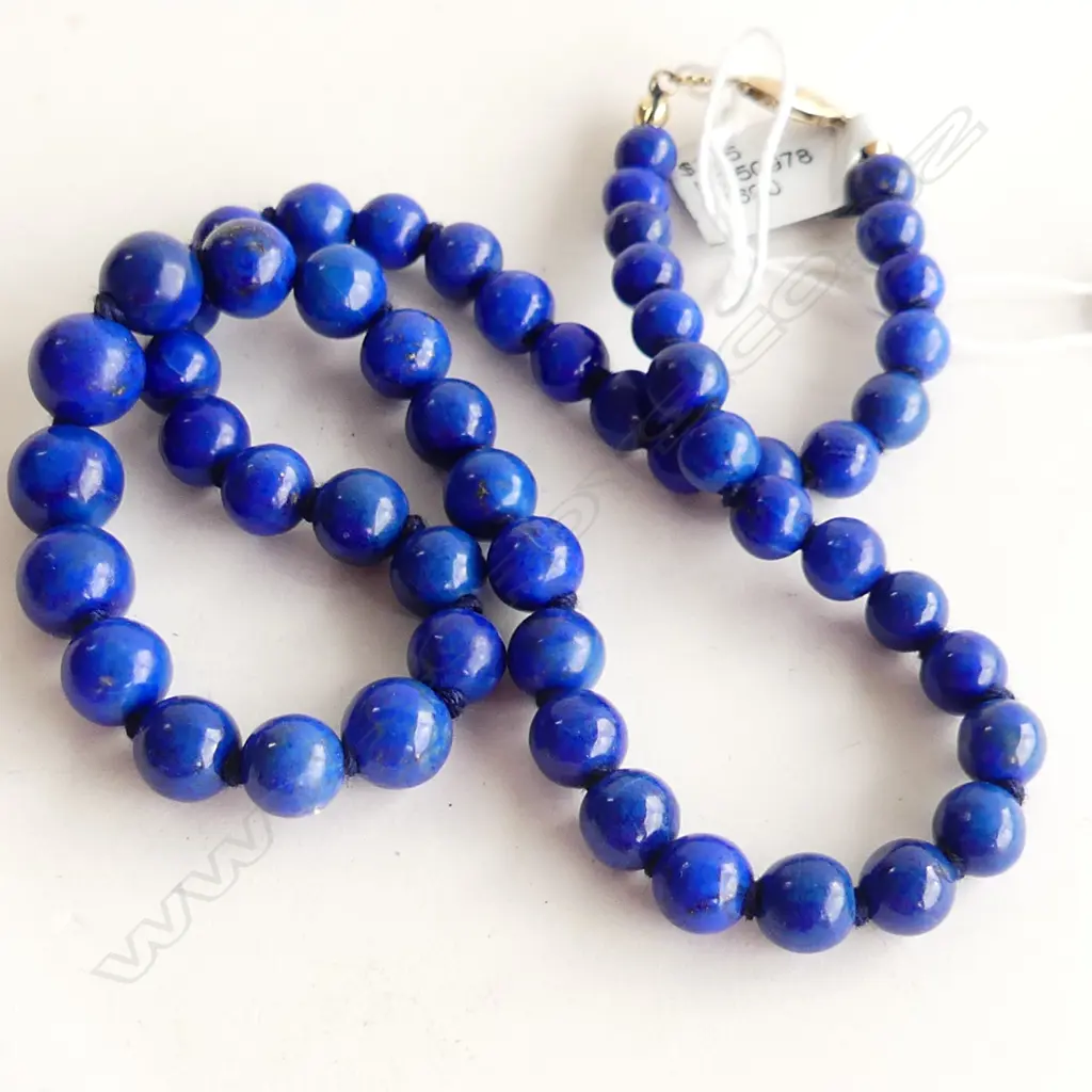 LAPIS LAZULI BEAD NECKLACE 440MM 34GM Image 1++