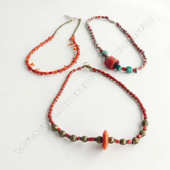 3 CORAL NECKLACES 