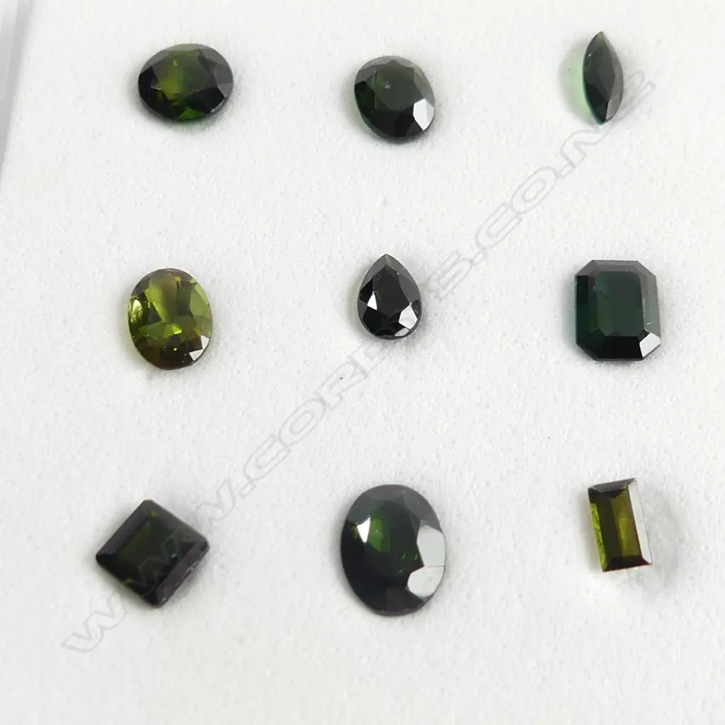 BOX 9 MIXED FACETED PINE GREEN TOURMALINE  Image 1++
