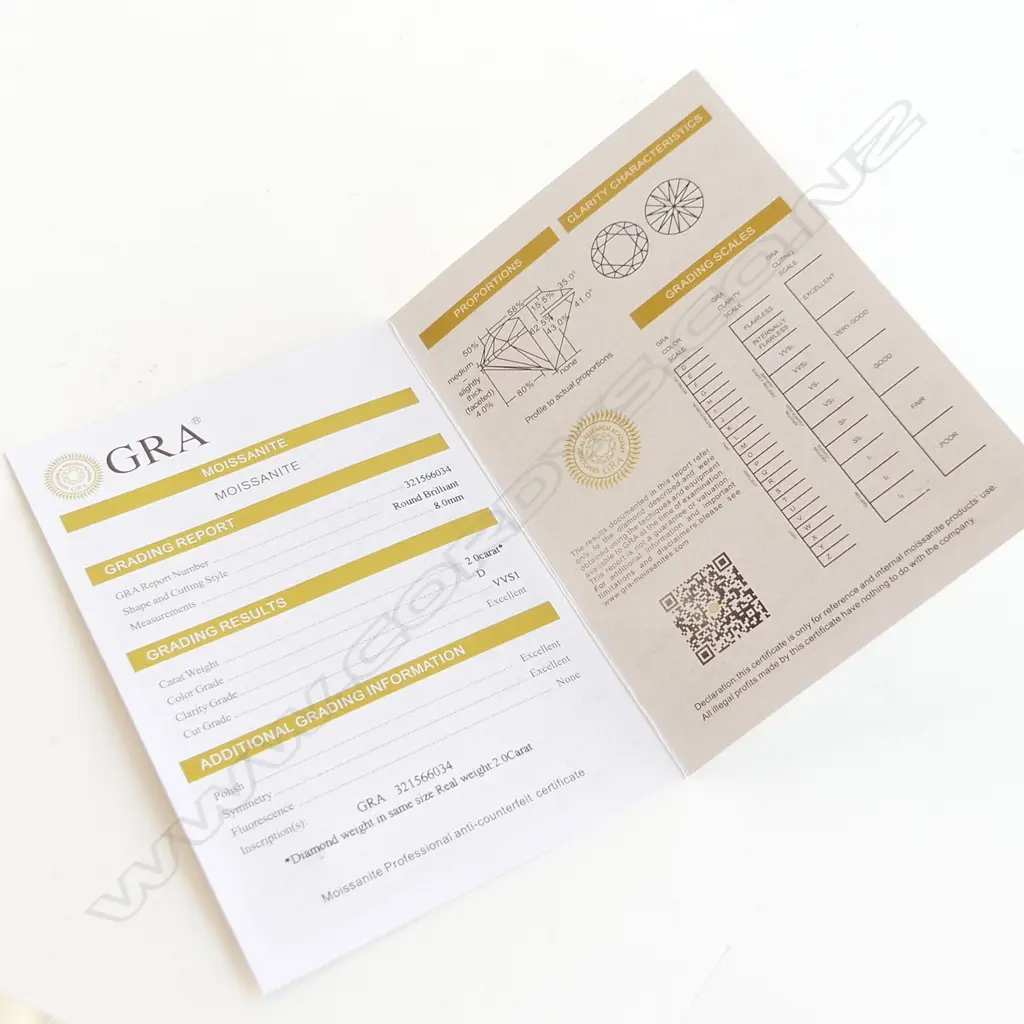 MOISSANITE GEMSTONE, 2CT - WITH GRA REPORT Image 1++