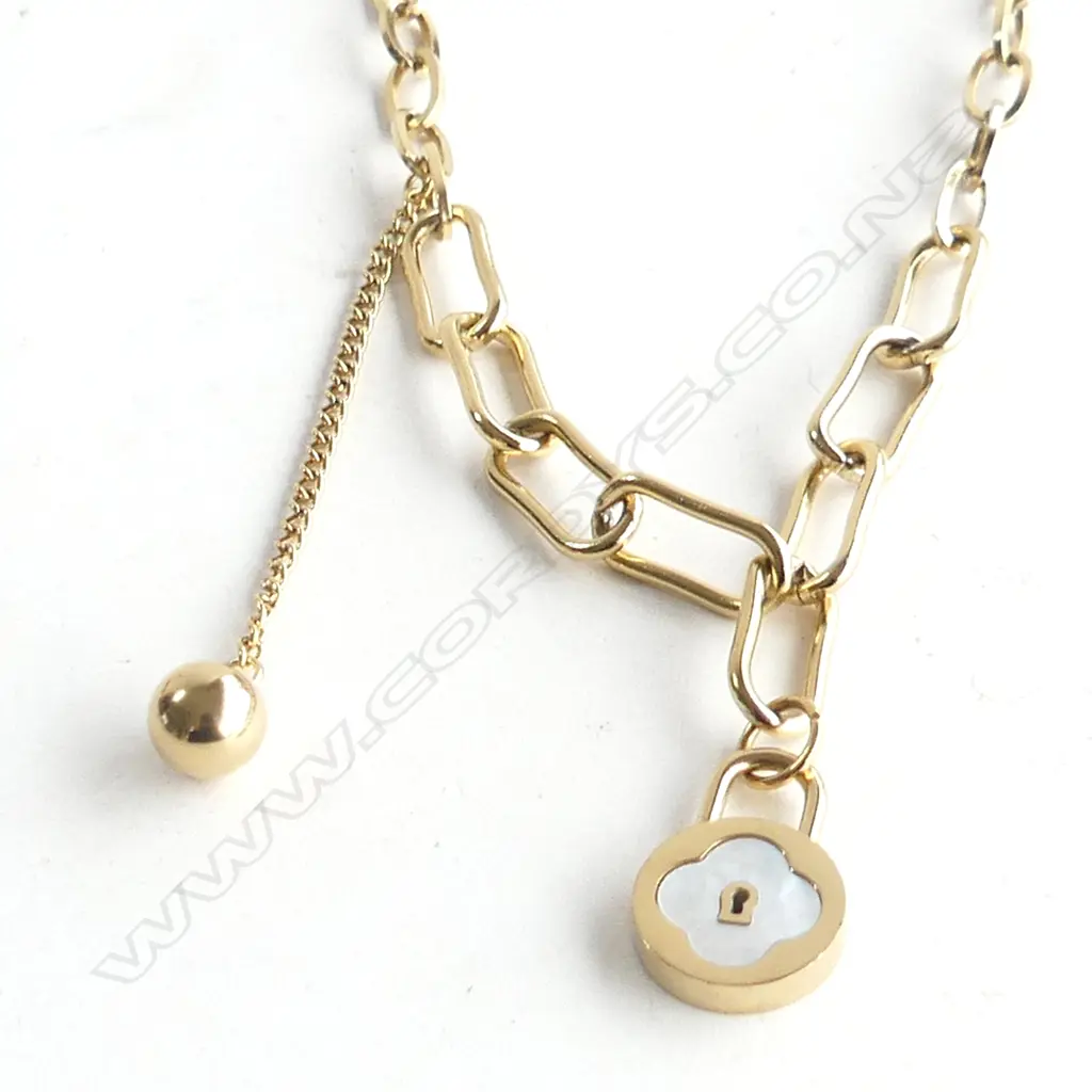 QUALITY GOLD TONE CHAIN LINK NECKLACE & PENDANT Image 1++