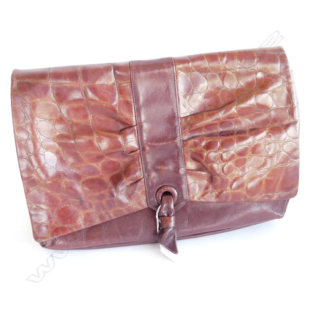 XL BROWN LEATHER OROTON CLUTCH BAG L 370MM Image 1++