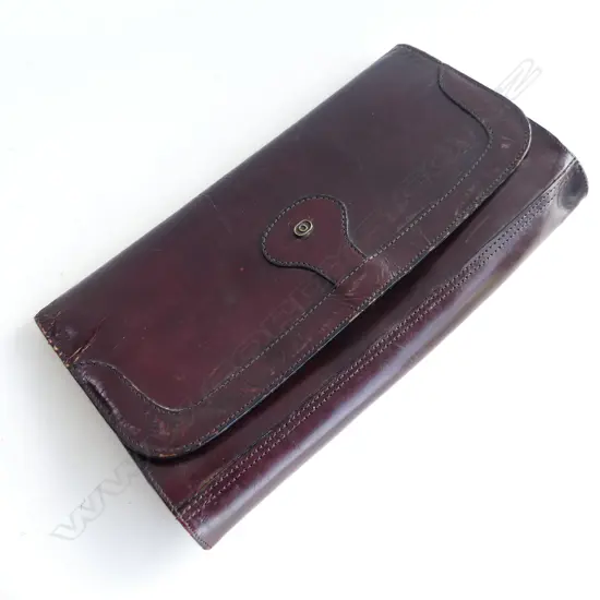 LARGE BROWN LEATHER OROTON CLUTCH BAG, L 300MM