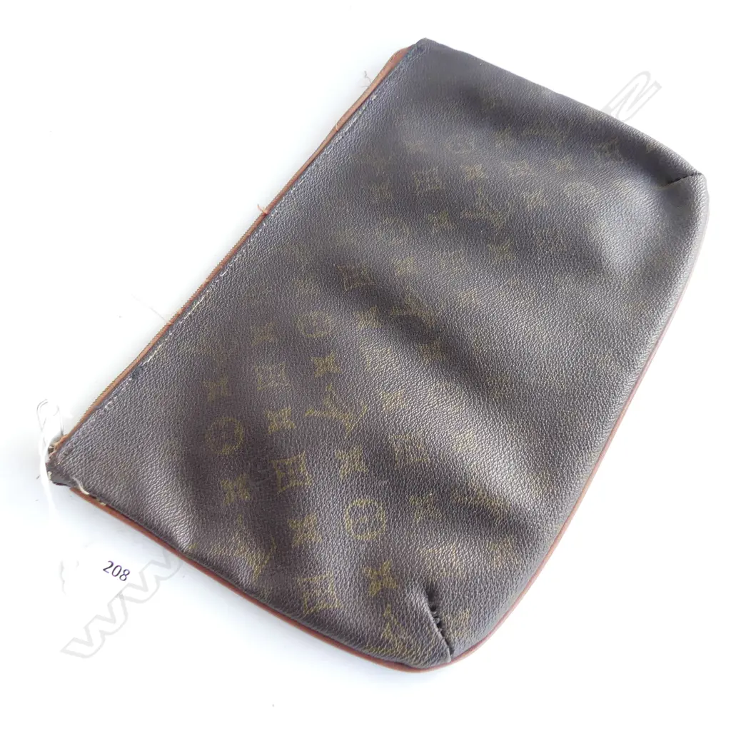 VINTAGE OROTON GOLD MESH CLUTCH BAG (L 195MM) IN ORIGINAL BOX + FAUX LOUIS VUITTON SHOE OR CLUTCH BAG, L. 340MM  A/F Image 1++