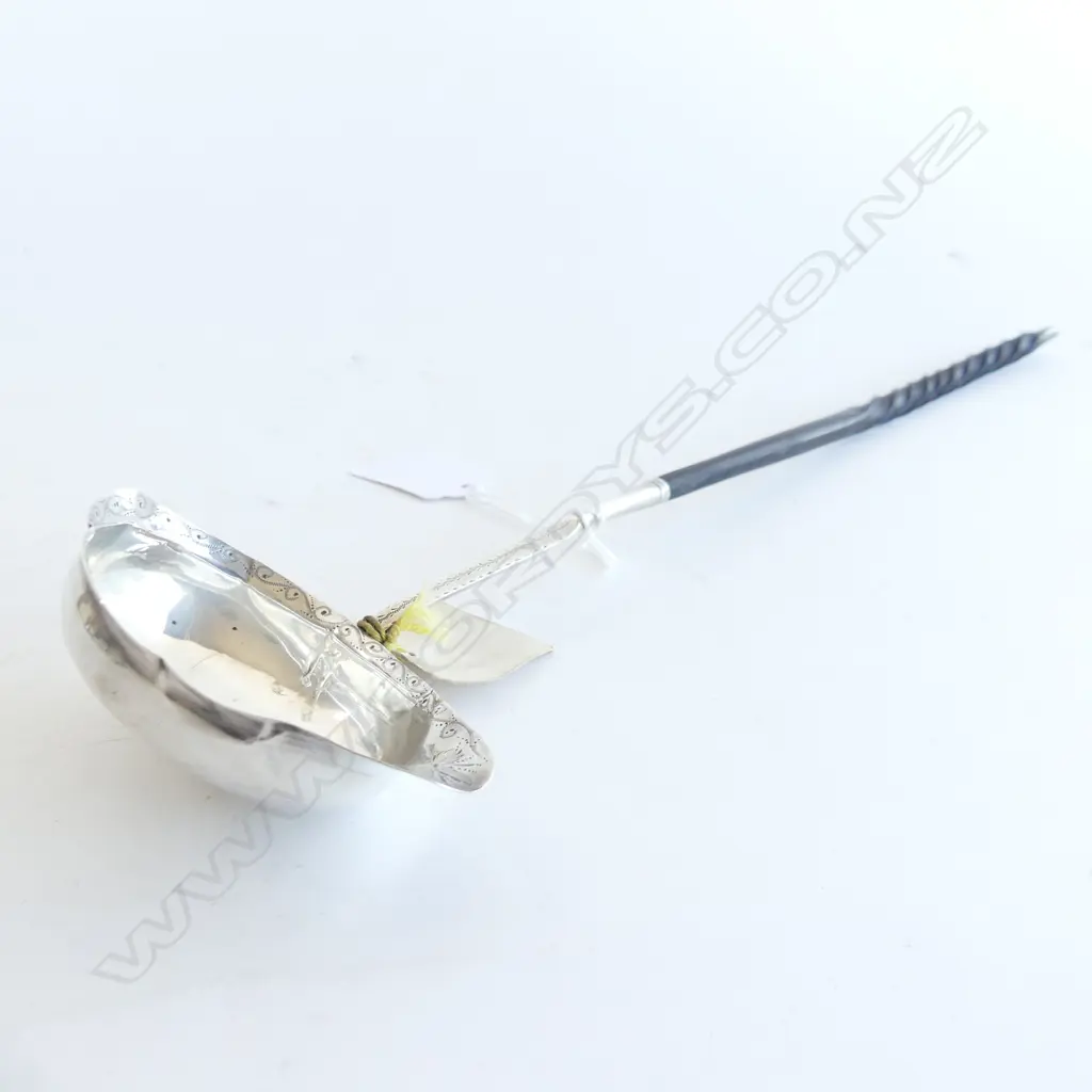 GEORGE III SILVER PAP BOAT TODDY LADLE w baleen twist handle London 1788 by Thomas Morley  Image 1++