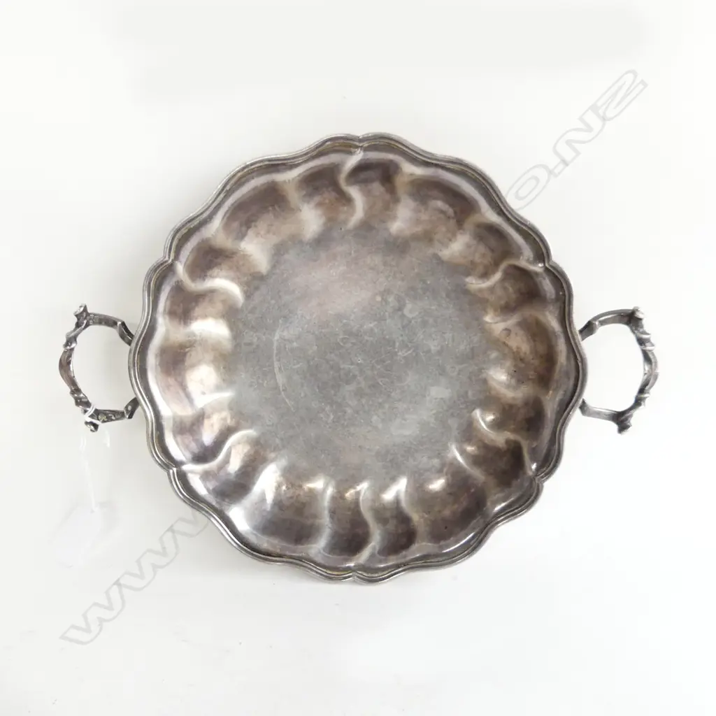 ANTIQUE GERMAN SILVER 2 HANDLED DISH 582 GRAMS Image 1++