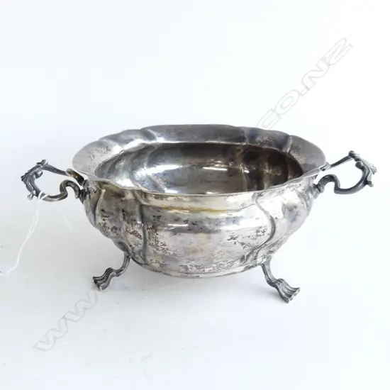 19thC GERMAN SILVER 2 HANDLED BOWL 348 GRAMS