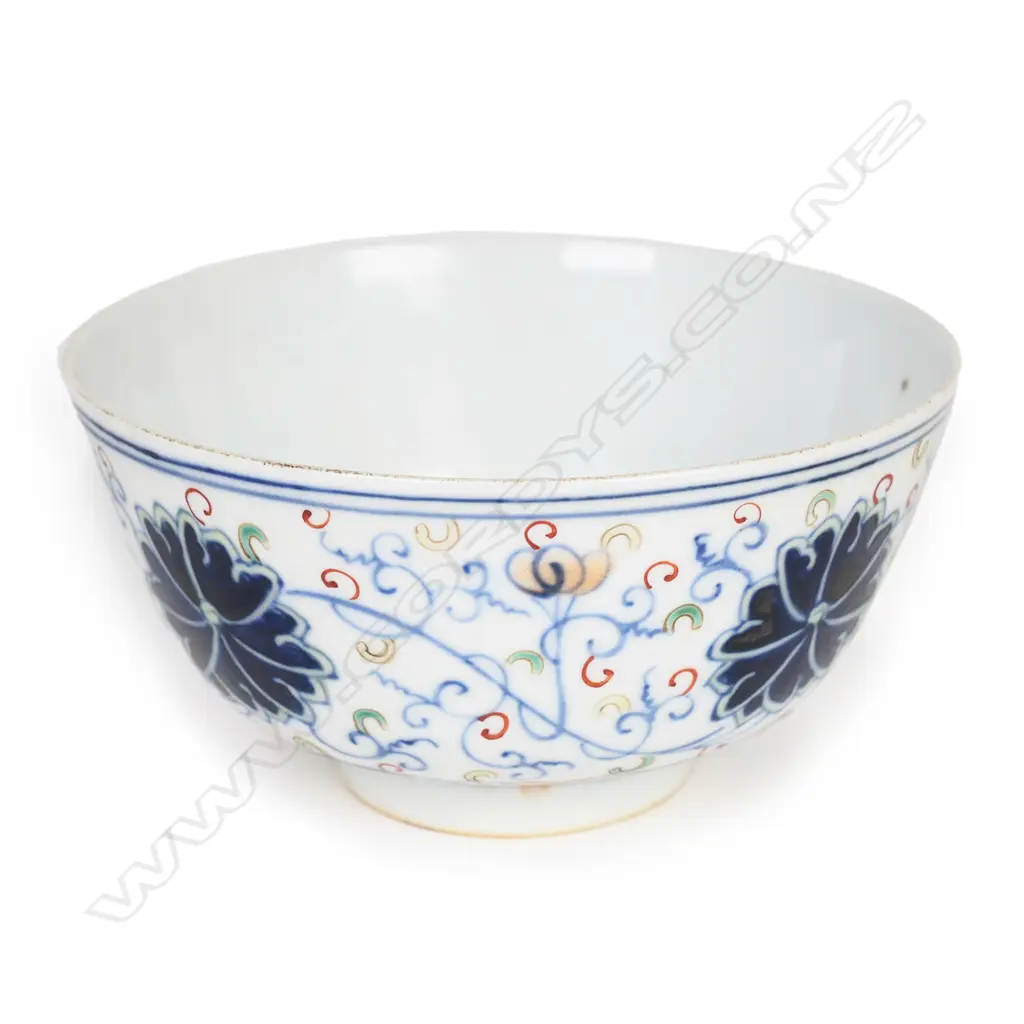 CHINESE DOUCAI LOTUS BOWL XUANTONG MARK 115mm dia Image 1++