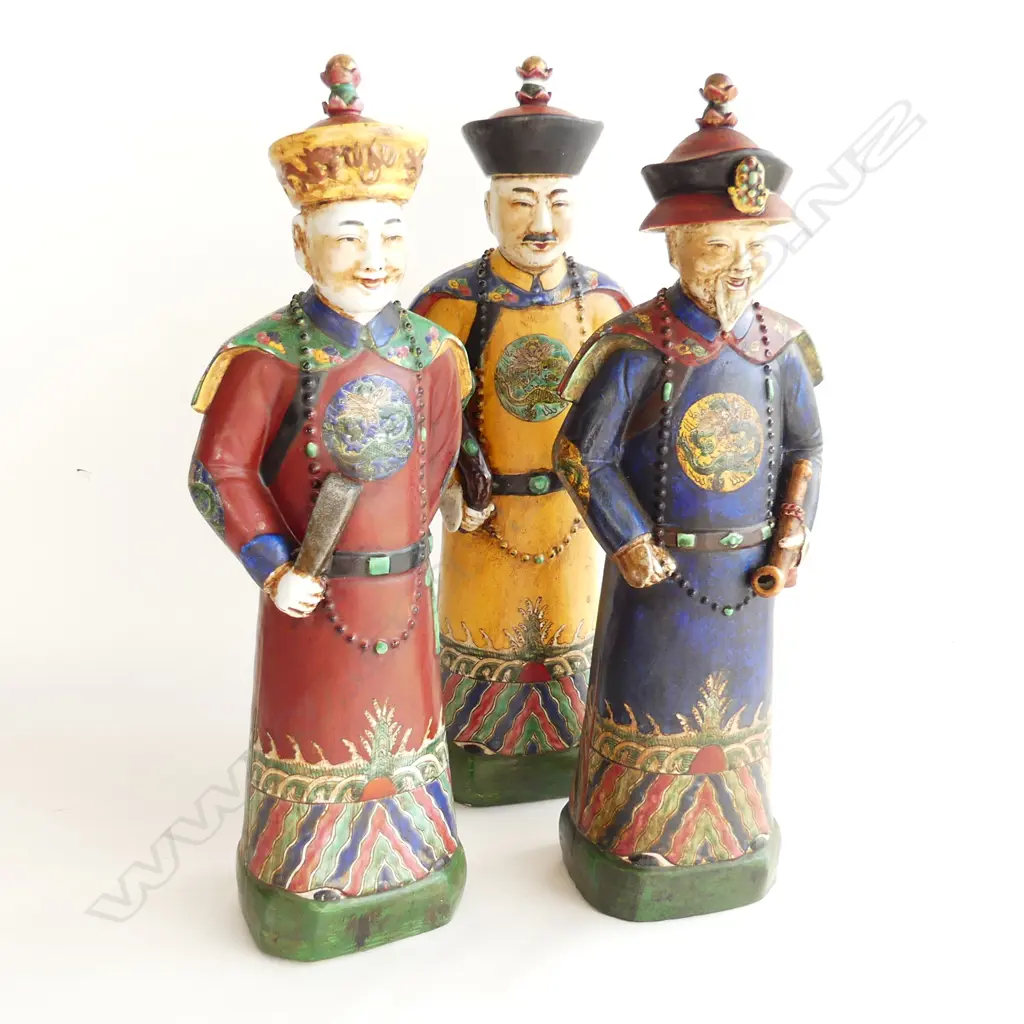 3 CHINESE WISEMEN CERAMIC FIGURES H.440mm Image 1++