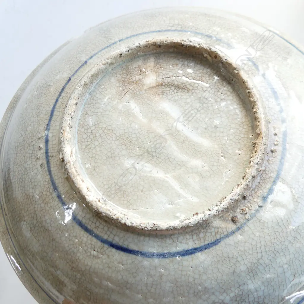 LG OLD CHINESE B/W BOWL 300mm dia chip to rim Image 1++