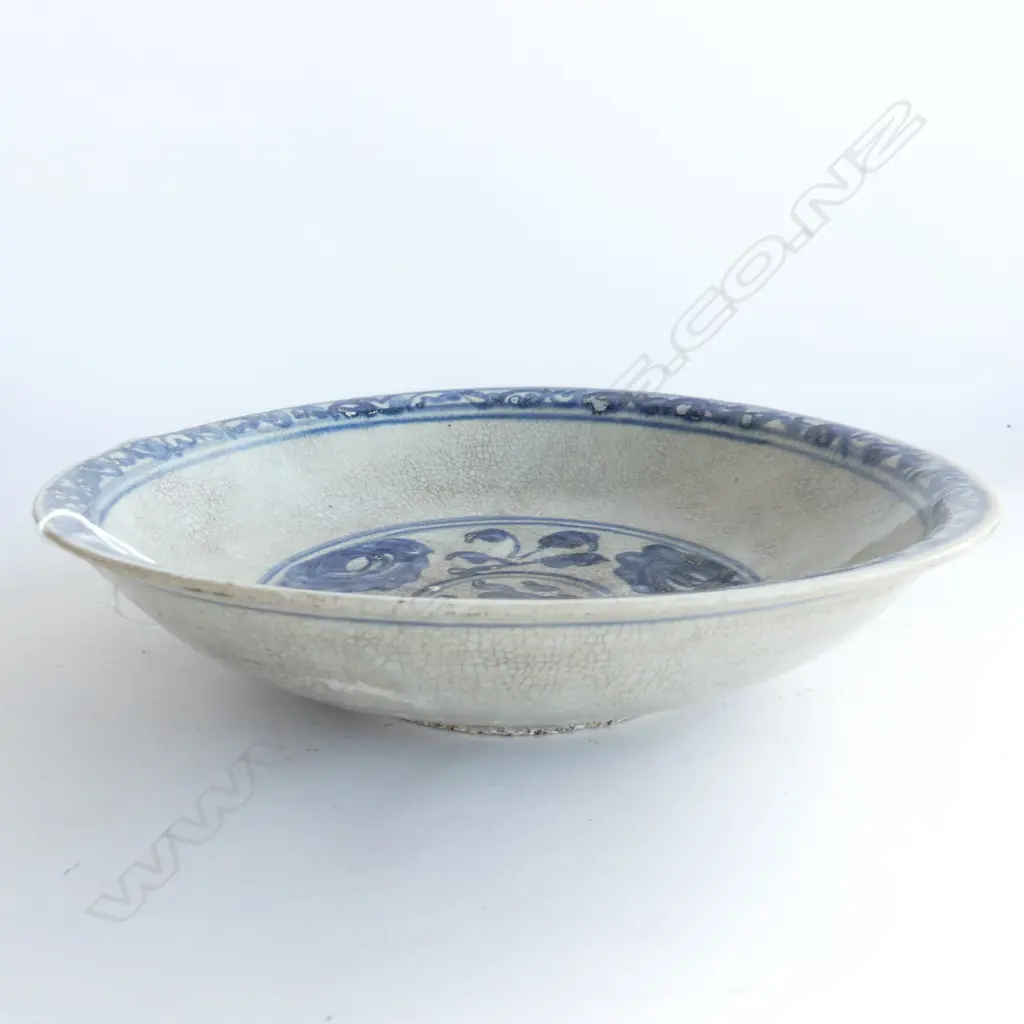 LG OLD CHINESE B/W BOWL 300mm dia chip to rim Image 1++