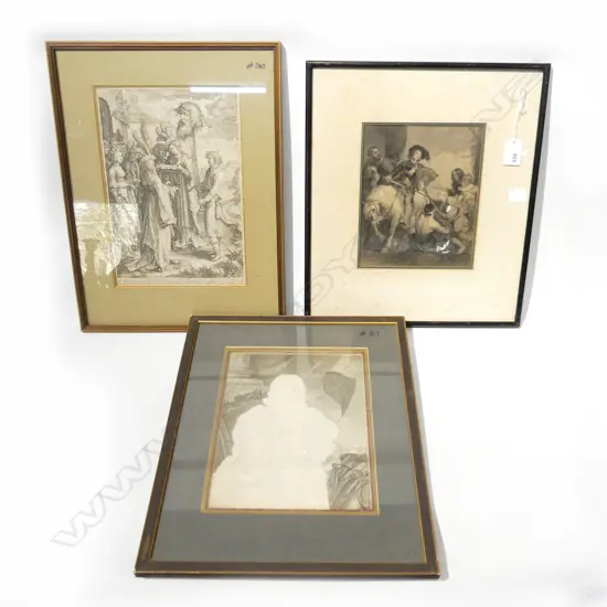 3 ANTIQUE ENGRAVINGS EX.OLD AKL ESTATE