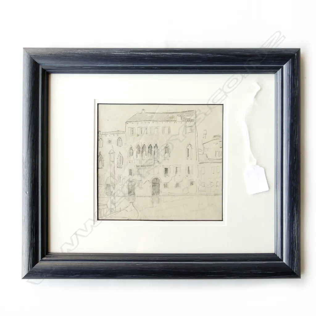 JOHN WEEKS - FRAMED VENETIAN GRAPHITE SCENE 145 X 155MM  Image 1++