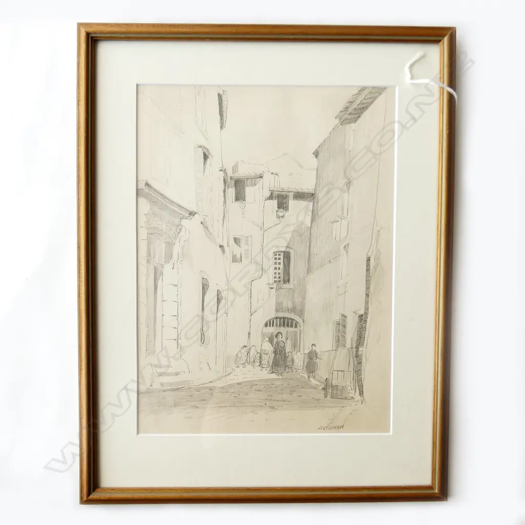 JOHN WEEKS FRAMED SKETCH - AVIGNON (FRANCE) 300 X 220MM Image 1++