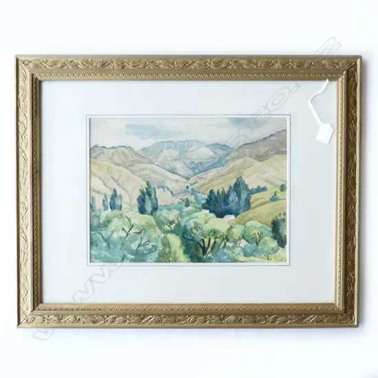 MARION E. TYLEE (NZ 1900-80) W/C LANDSCAPE 1943 280x380mm