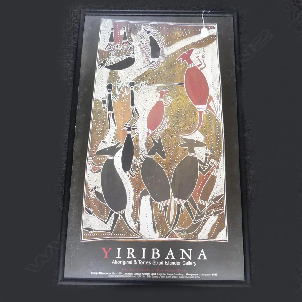 LG FRAMED AUSTRALIAN ABORIGINAL ART POSTER 450 X 920MM Image 1++
