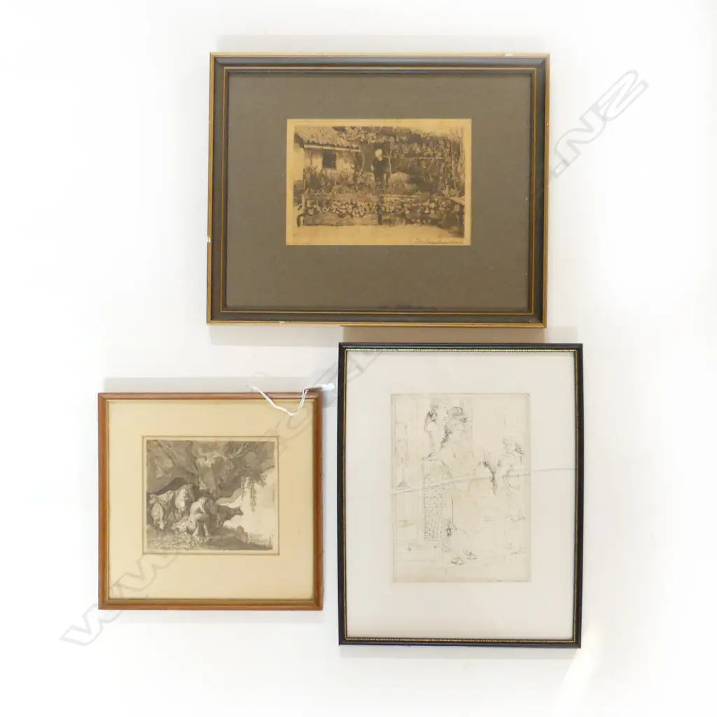 3 ANTIQUE ENGRAVINGS EX.OLD AKL ESTATE ONE A/F Image 1++