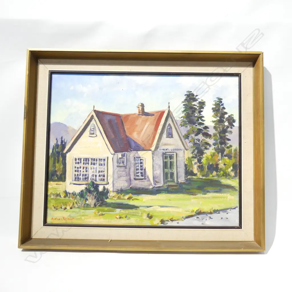 OMAKA SCHOOL, BLENHEIM. SIGNED AUDREY DURANT. H.400 x 500mm Image 1++