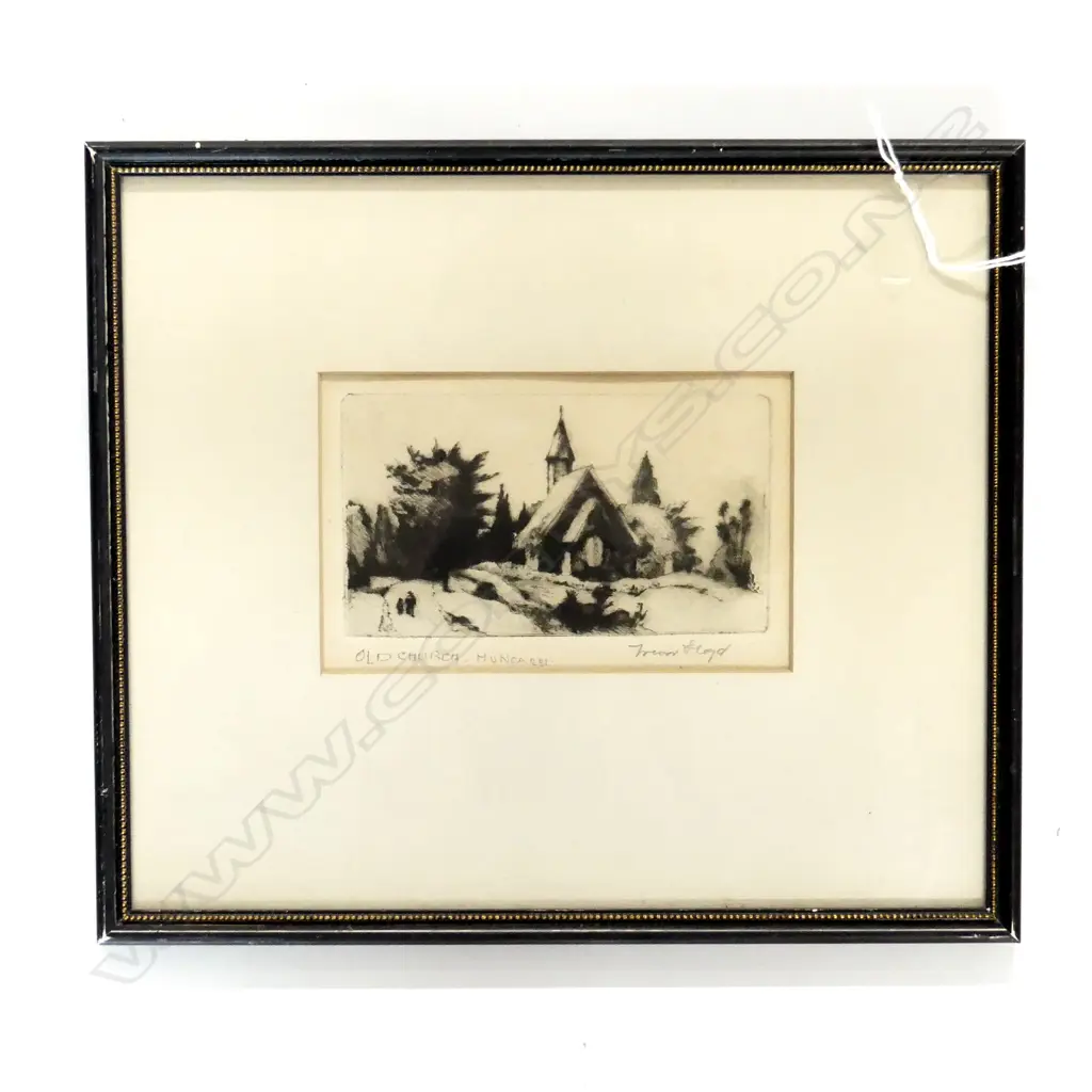 TREVOR LLOYD ETCHING ÓLD CHURCH 'MUNGAREI' SIGNED & ENTITLED 65 x 120mm Image 1++