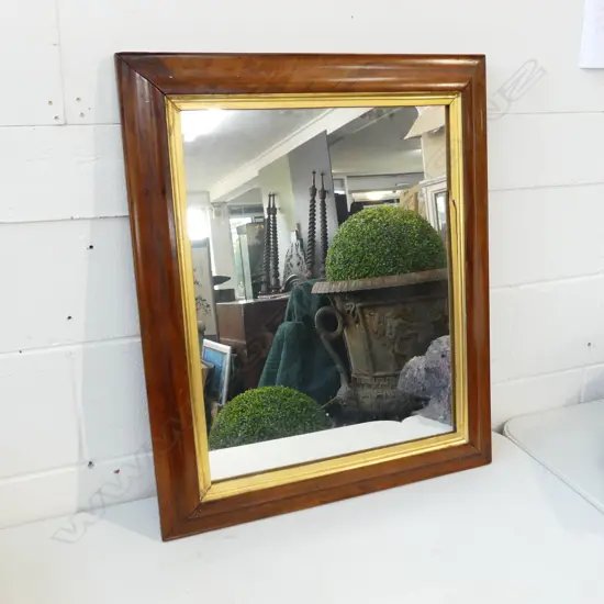 LRG MIRROR WOOD w GILT INNER (damaged) H.710 X 600mm
