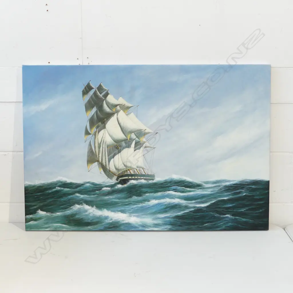 OIL ON CANVAS - SAILING SHIP H.620 x 900mm Image 1++