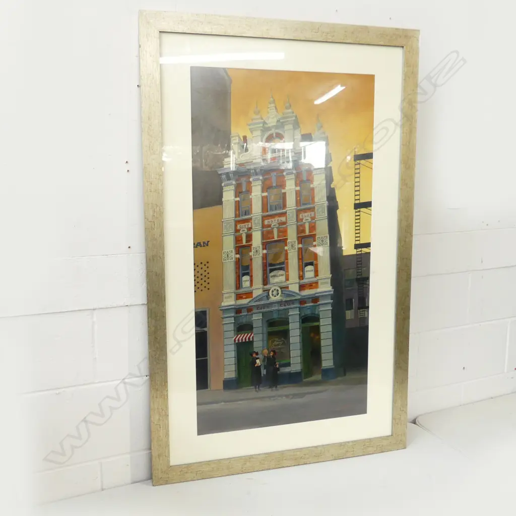 ORIGINAL ART WORK SIGNED LEVERON, CITY HOTEL CLUB w SALVATION ARMY SINGERS H.930 x 480MM Image 1++
