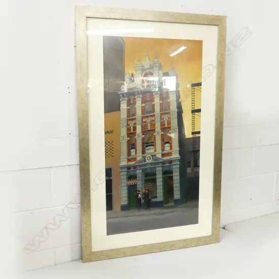 ORIGINAL ART WORK SIGNED LEVERON, CITY HOTEL CLUB w SALVATION ARMY SINGERS H.930 x 480MM