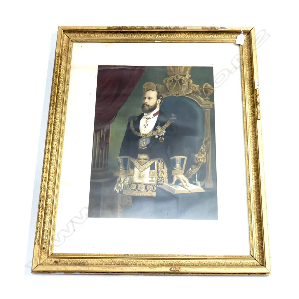GILT FRAMED PRINT, PORTRAIT OF HRH ALBERT EDWARD PRINCE OF WALES. H650 x 520mm Image 1++