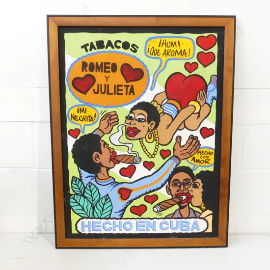 'HECHO EN CUBA' COLOURFUL OIL ON CANVAS H.780 x 570mm