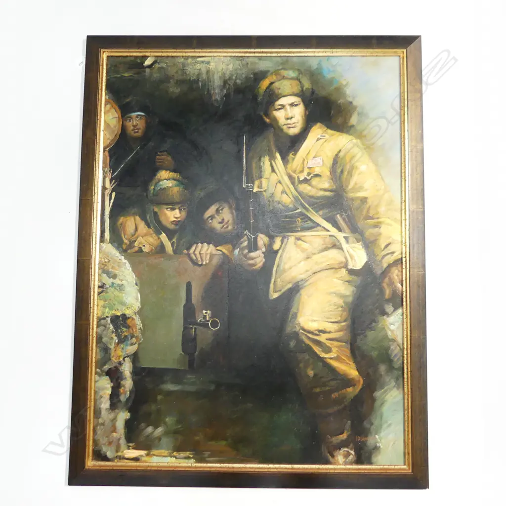 KISAN FAI, CHINESE SOLDIERS, OIL ON BOARD 990x740mm Image 1++