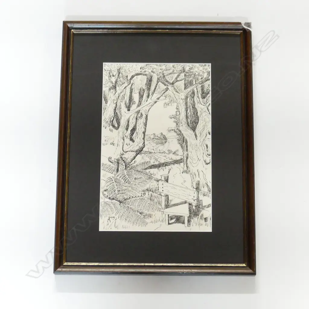  NZ SCENIC PEN DRAWING SIGNED VR ’83 270x170mm Image 1++